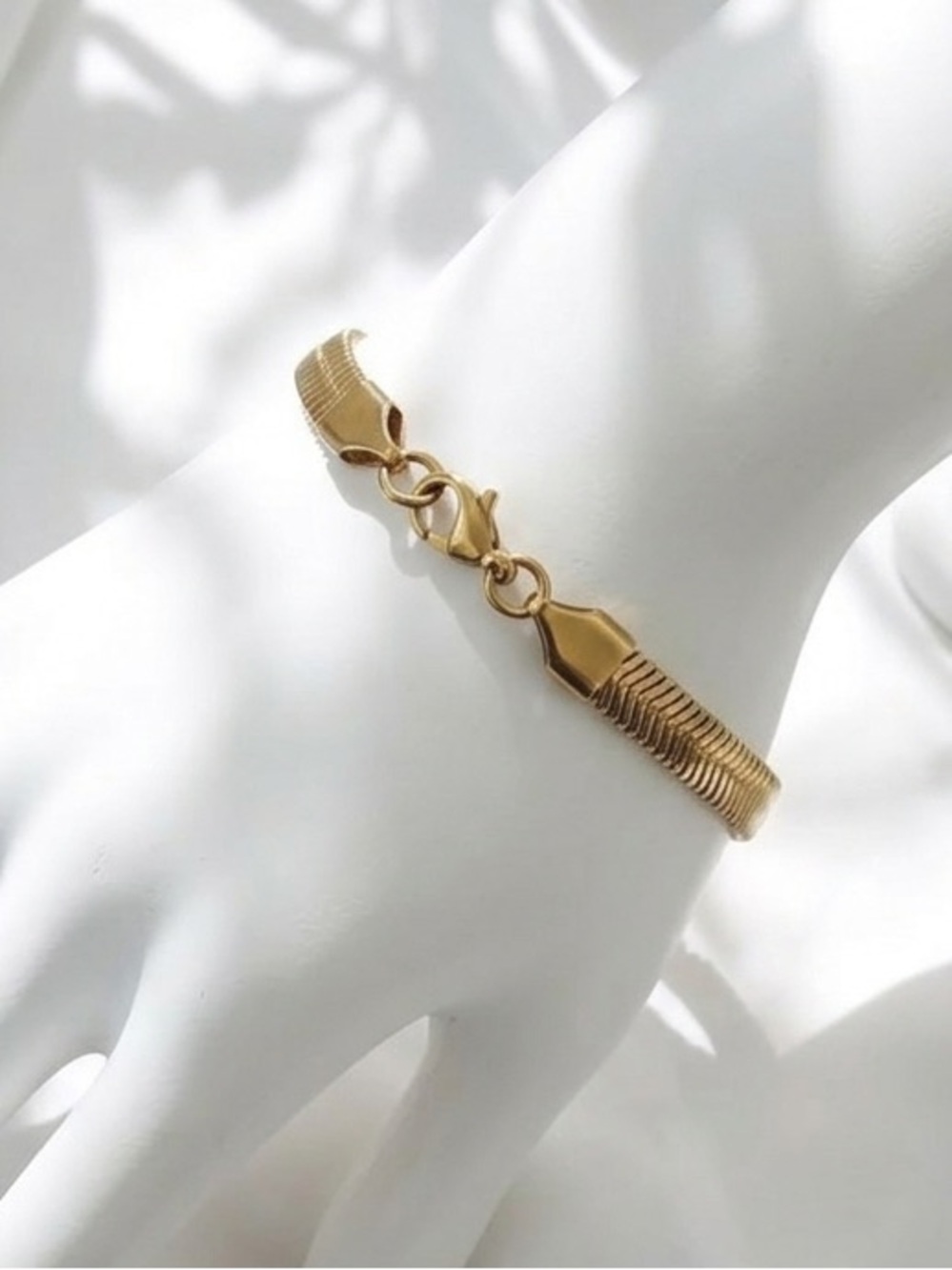 Herringbone Gold Plated 9 inch, 7mm men’s bracelet - Gold - Picture 2 of 5